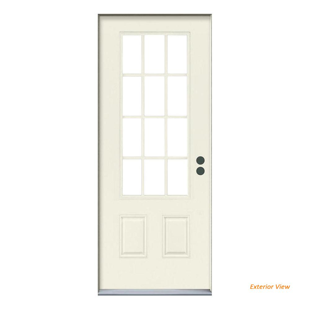 Jeld Wen 36 In X 80 12 Lite Primed Steel Prehung Left Hand 12 Lite Primed Steel Prehung Left