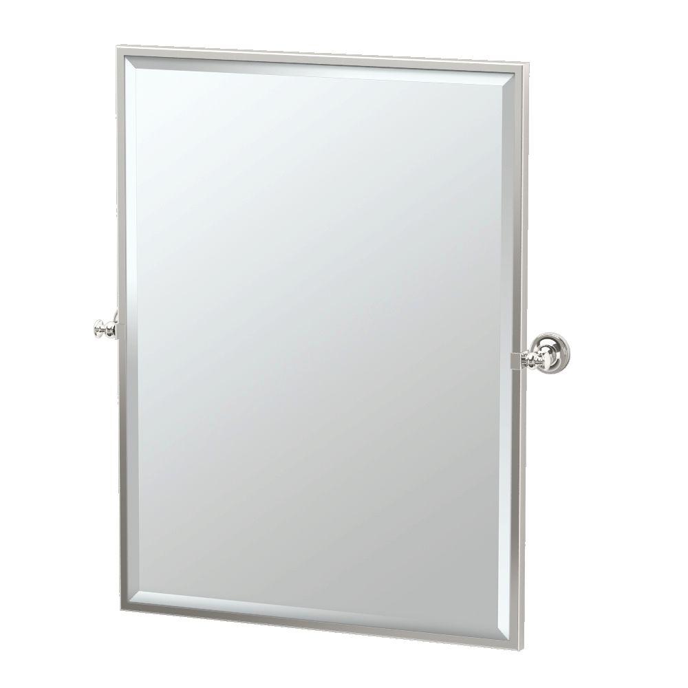 Polished Nickel Gatco Bathroom Mirrors Bath The Home Depot Framed Single Large Rectangle Mirror In Polished Nickel