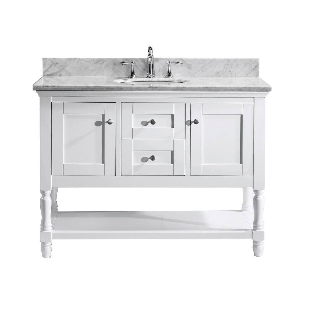 Virtu USA Julianna 48 in. W x 22 in. D Single Vanity in White with