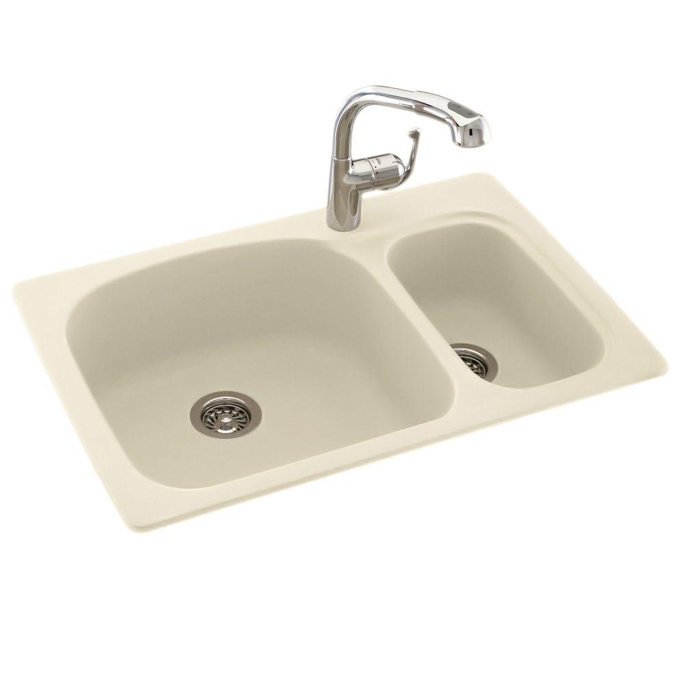 Swan Drop In Undermount Solid Surface 33 In 1 Hole 70 30 Double