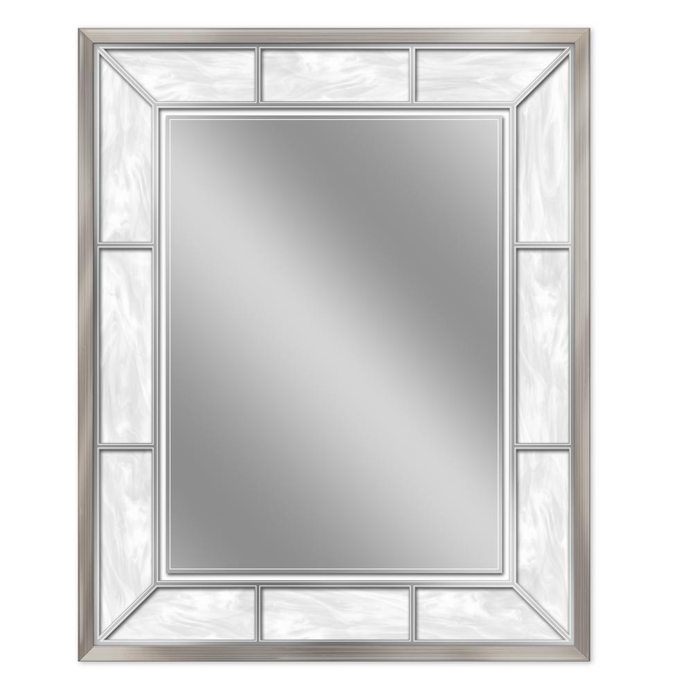 Alabaster Wall Mirror Hanging Frame Modern Decorative Brush Nickel Alabaster Wall Mirror Hanging Frame Modern Decorative Brush Nickel 25 X 31 Inch