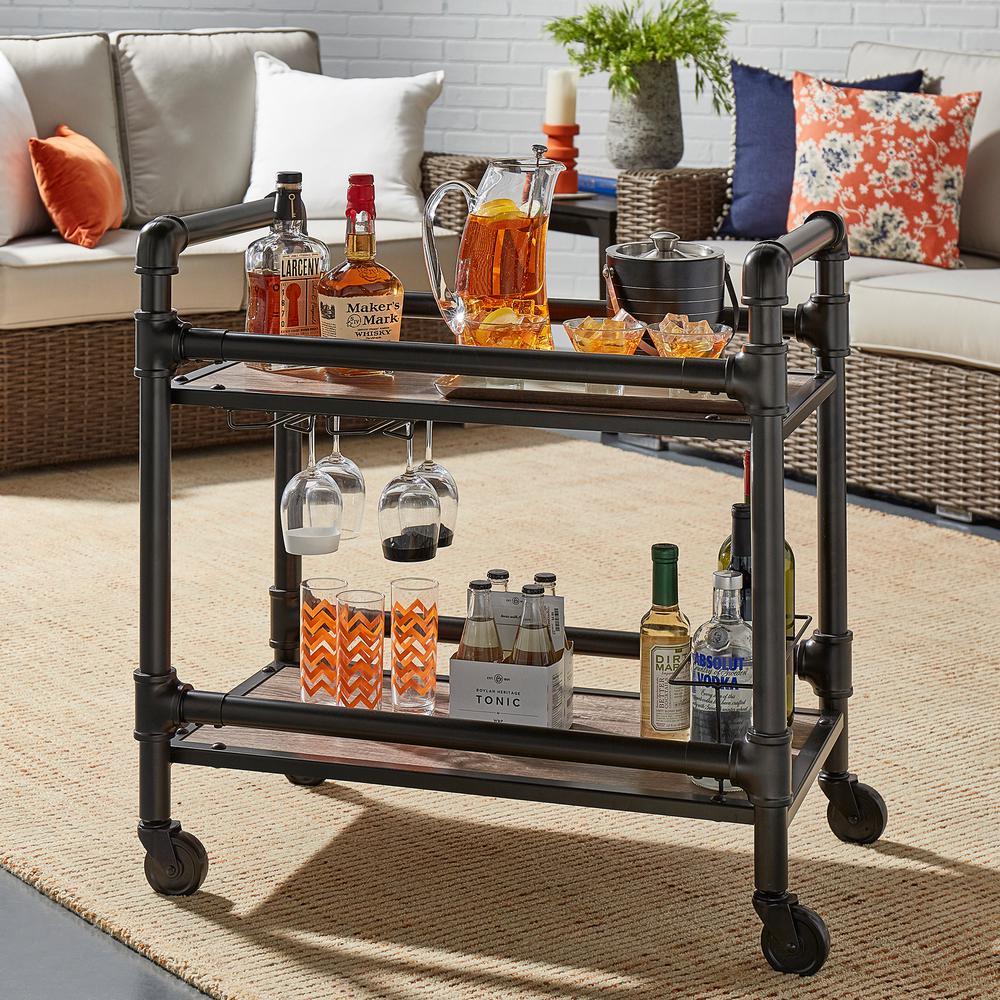 Homesullivan Armand Dark Bronze Bar Cart With Wine Gl Storage Homesullivan Armand Dark Bronze Bar Cart With Wine Gl Storage