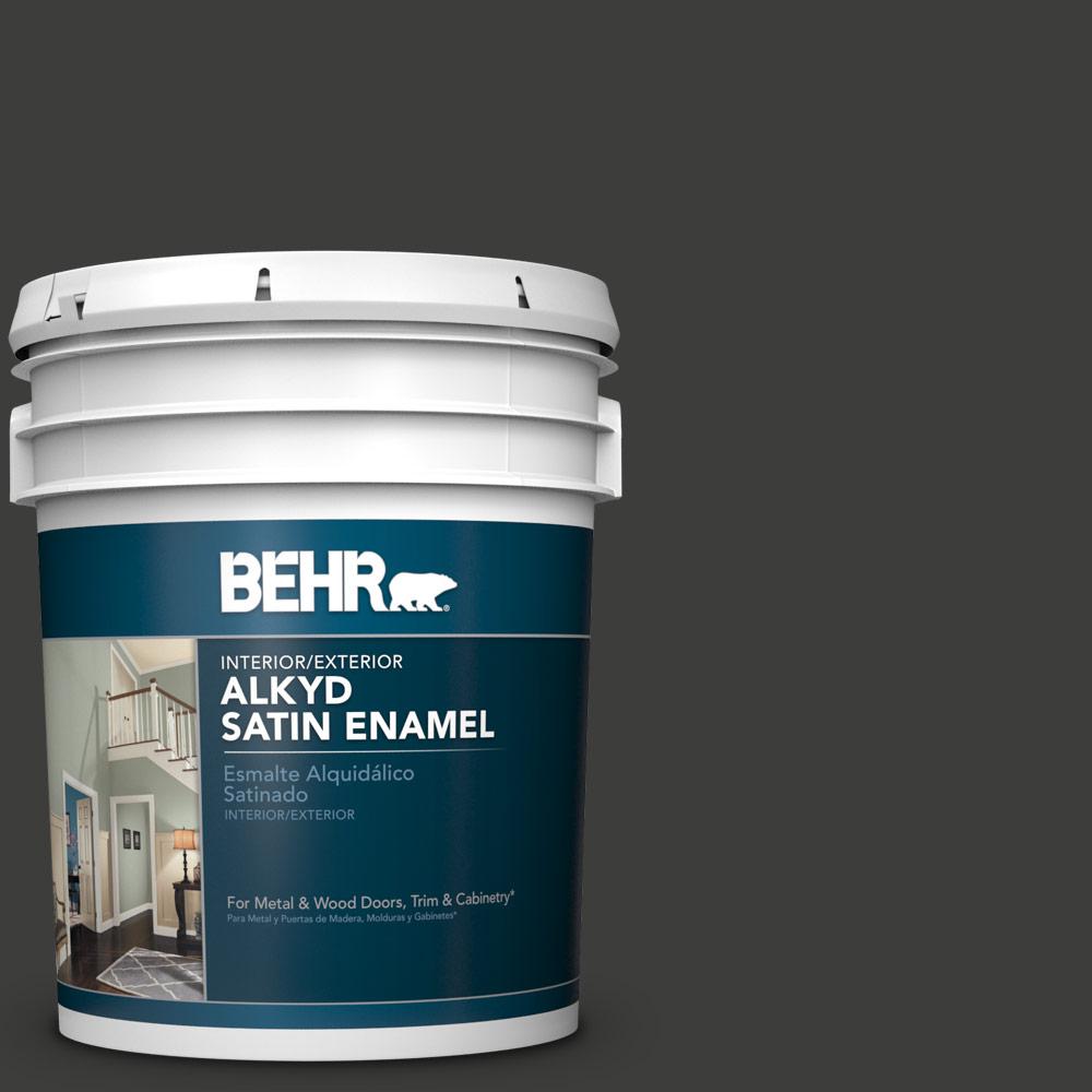BEHR 5 gal. SH790 Black Suede Satin Enamel Alkyd