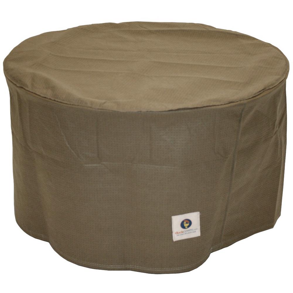 Duck Covers Essential 31 in. Tan Round Patio Ottoman or Side Table