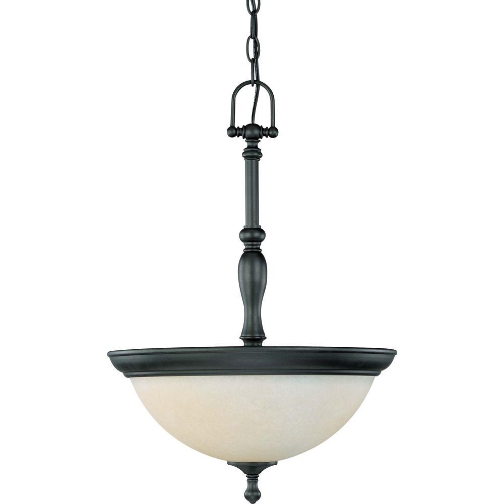 Glomar 3Light Aged Bronze Pendant with Biscotti GlassHD2783 The