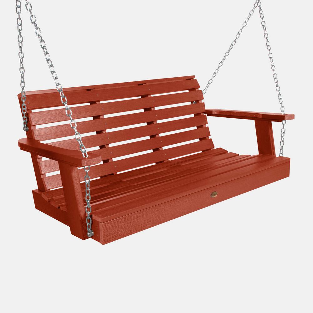 Highwood Weatherly 48 In Rustic Red Plastic Porch Swing Ad Porw2 Red The Home Depot