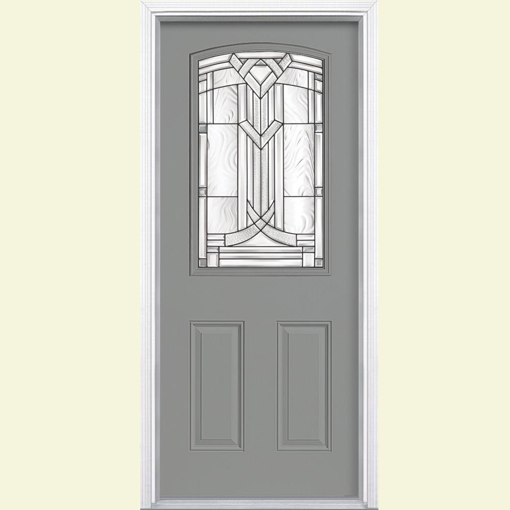 Masonite 36 In X 80 Ham Camber Top Half Lite Painted Left Ham Camber Top Half Lite Painted Left Hand