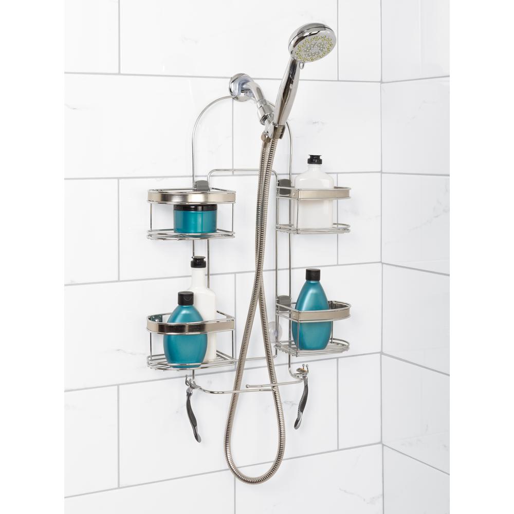 Zenna Home Expandable Rust-Resistant Chrome Large Shower Head Caddy Quality NEW