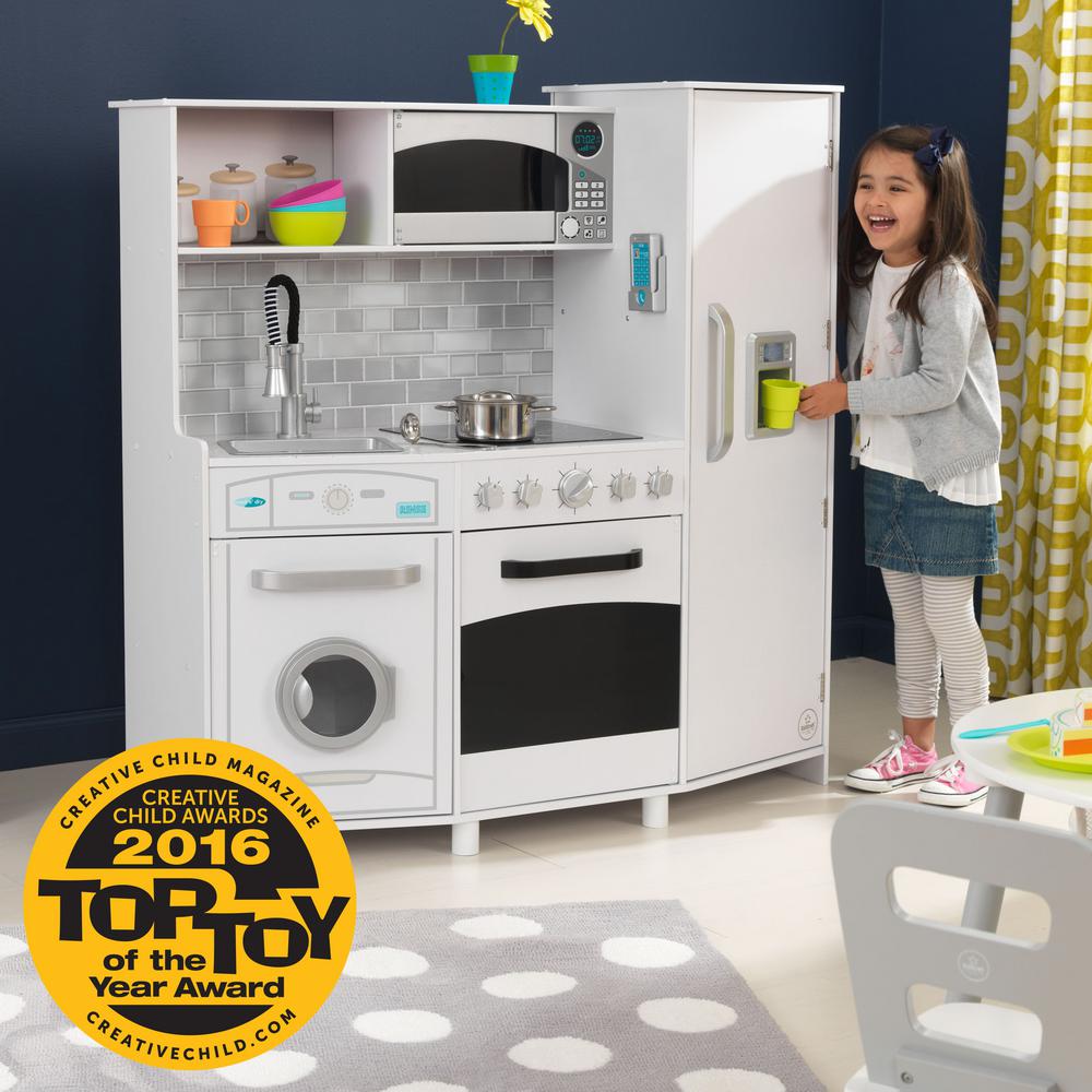 kidkraft ultimate corner play kitchen with lights & sounds white
