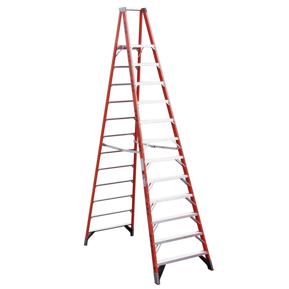 Werner 16 ft. Reach Fiberglass Podium Ladder with 300 lb. Load Capacity