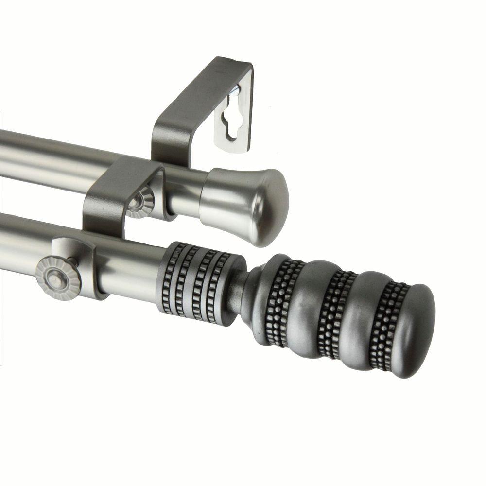 Rod Desyne 120 in. 170 in. Double Telescoping Curtain Rod in Satin
