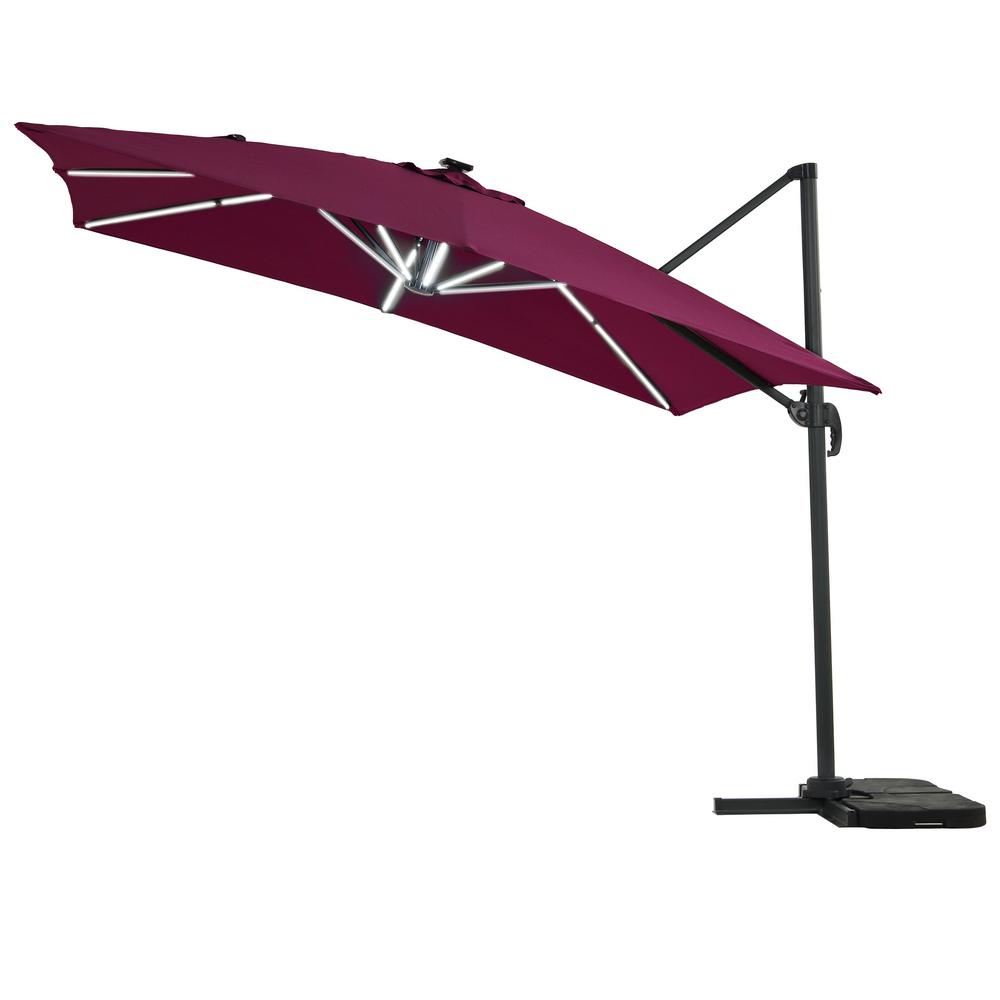 Boyel Living 9 8 Ft Octagon Aluminum Pole Led Cantilever Market Outdoor Patio Umbrella In Pinkish Purple Wff3003led Rd The Home Depot