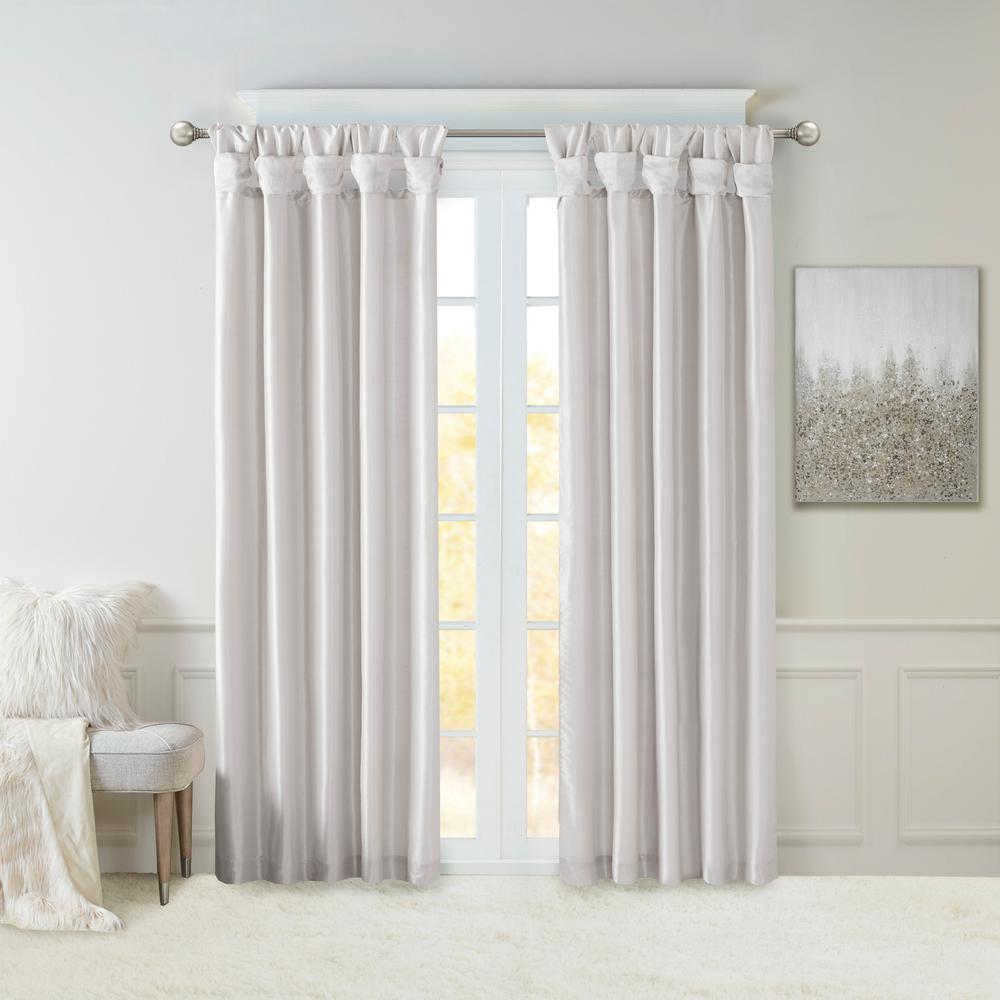 Madison Park Natalie Silver Faux Fur Room Darkening Twist Tab