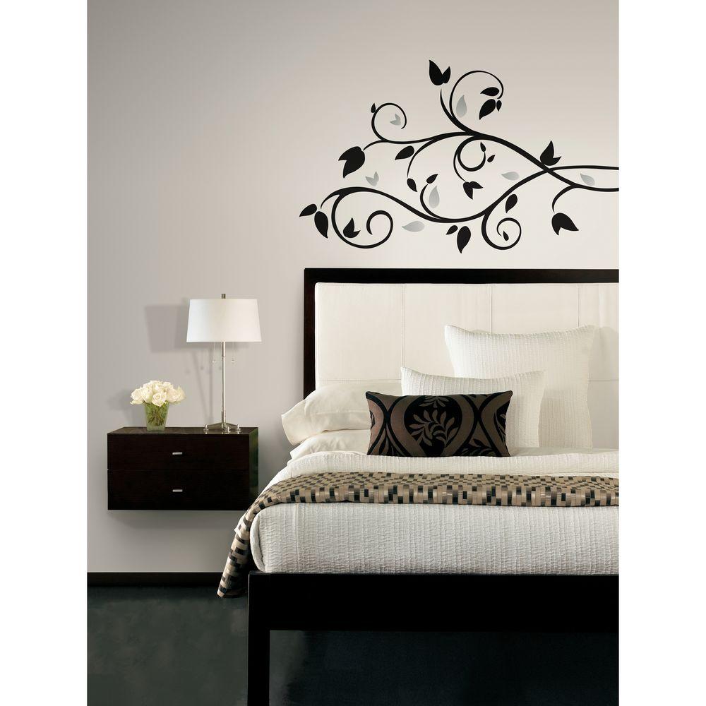 Roommates Scroll Branch Foil Leaves Peel And Stick Wall Decal Rmk1799scs The Home Depot