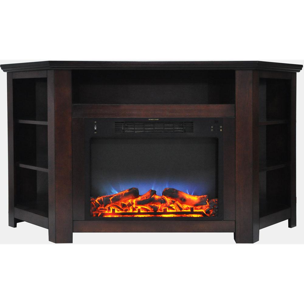 Hanover Tyler Park 56 in. Electric Corner Fireplace in Mahogany with ...