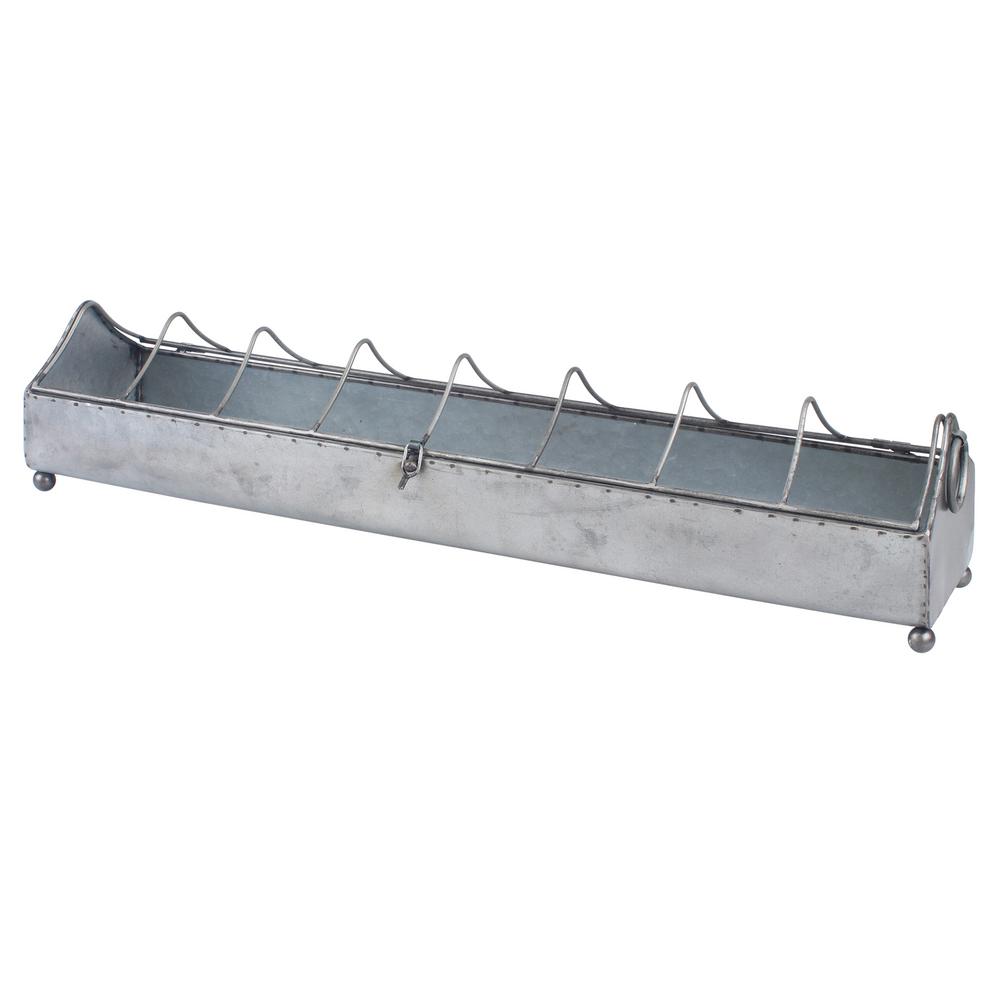 Stonebriar Collection 24 in. x 5 in. Galvanized Metal Chicken Feeder