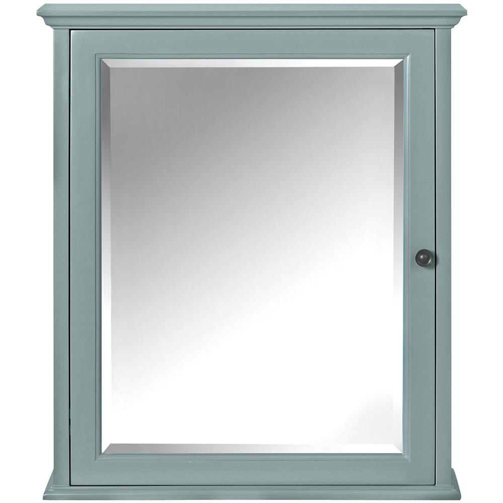 Home Decorators Collection Hamilton 23-3/4 in. W x 27 in. H x 8 in. D Framed Surface-Mount Bathroom Medicine Cabinet in Sea Glass, Seaglass
