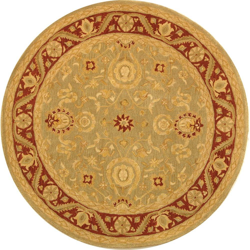 Safavieh Anatolia Light Green/Red 4 ft. x 4 ft. Round Area RugAN548A