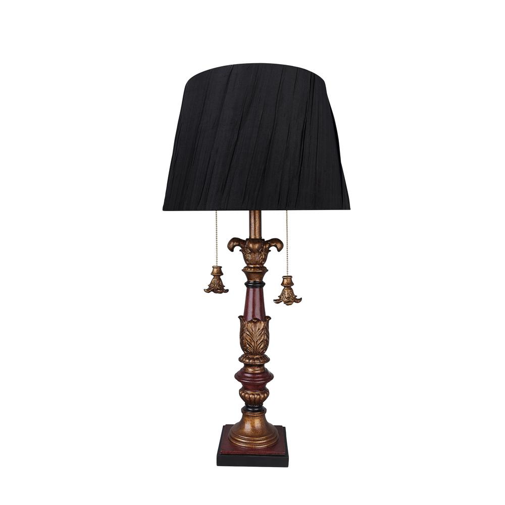 red and gold table lamps