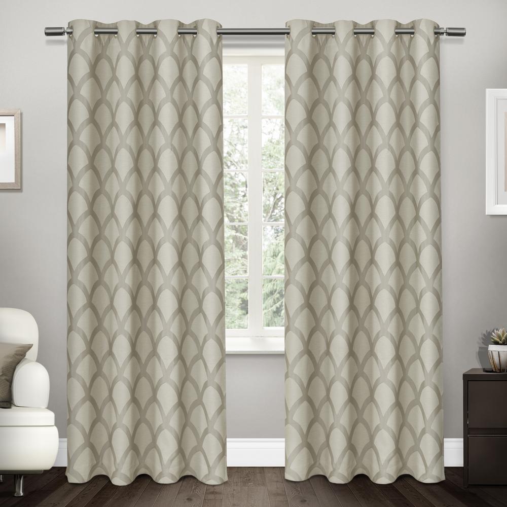 Electra Taupe Scalloped Heavyweight Jacquard Linen Blackout