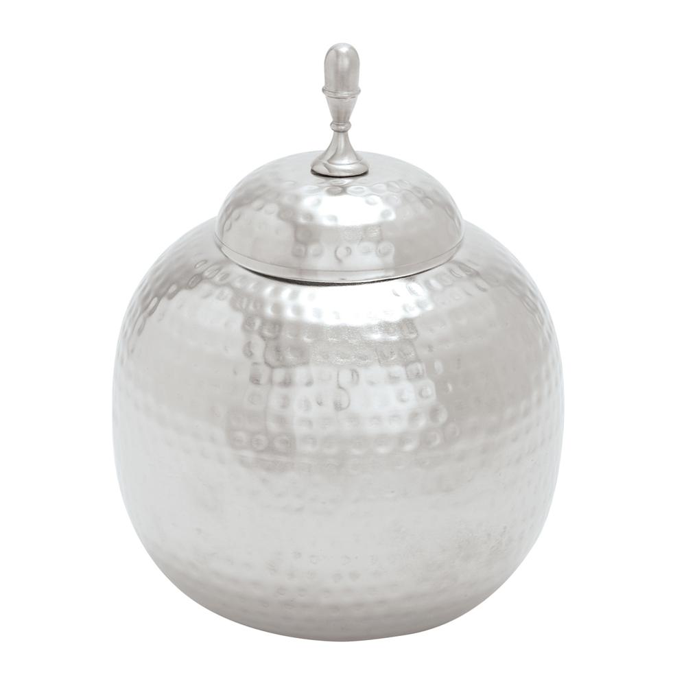 Litton Lane 13 In Silver Iron Round Urn Type Decorative Jar With