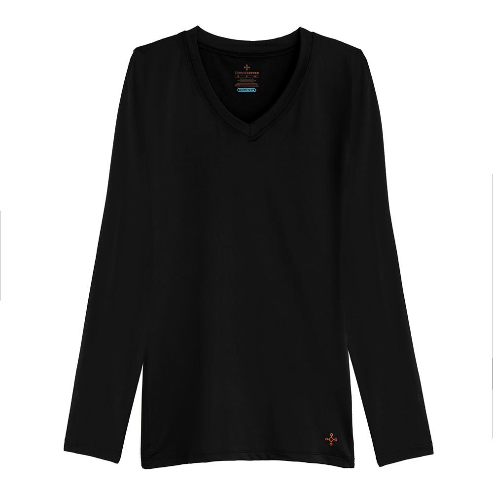 UPC 840001125629 product image for Tommie Copper Large Women's Recovery Long Sleeve V-Neck, Black | upcitemdb.com