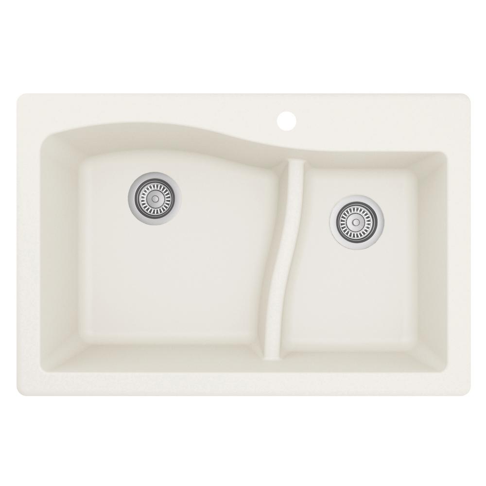 Karran Drop In Quartz Composite 33 In 1 Hole 60 40 Double Bowl Kitchen