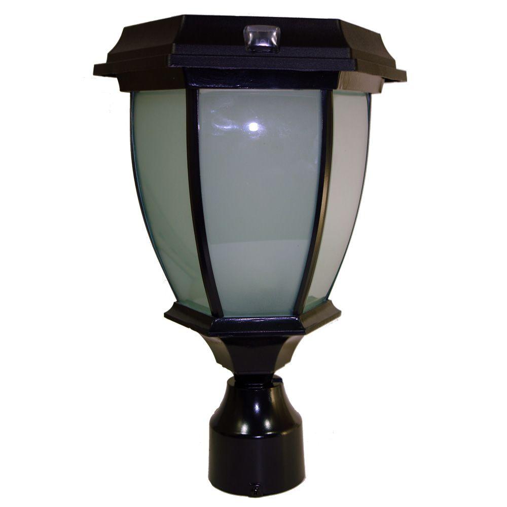 Dusk To Dawn Post Light Lighting Outdoor The Solar Black Led Outdoor Warm White Coach Light With Convex Glass Panels And 3 In