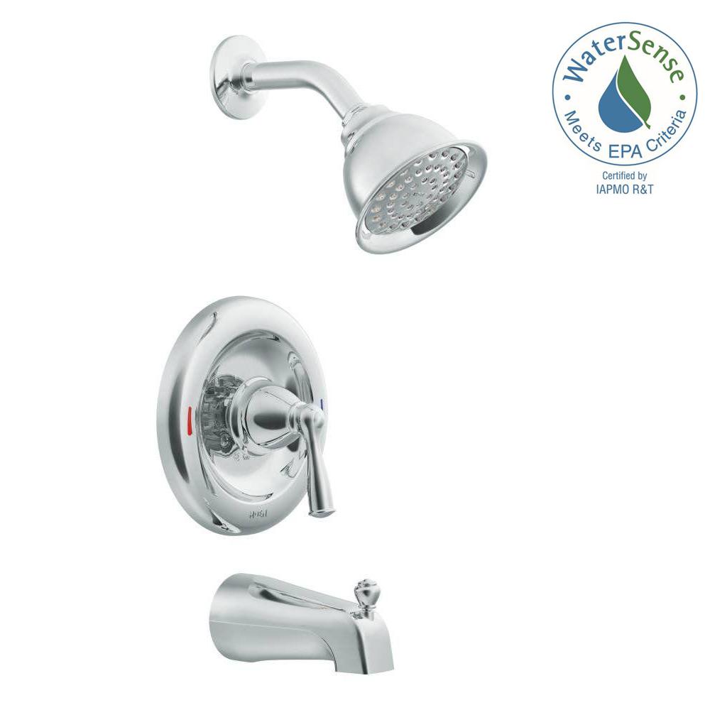 MOEN Banbury Single Handle 1 Spray Tub And Shower Faucet With Valve In   Chrome Moen Bathtub Shower Faucet Combos 82910 64 1000 