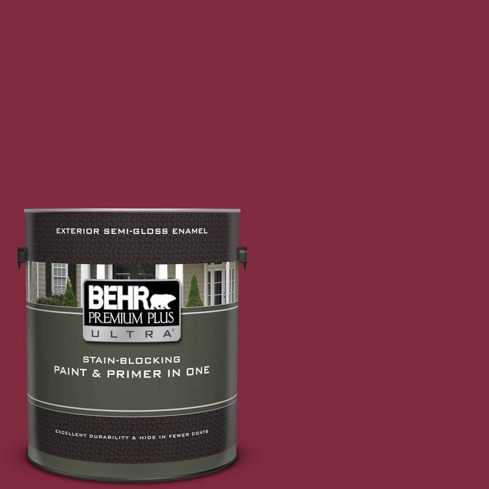 Behr Premium Plus Ultra 1 Gal S H 130 Red Wine Semi Gloss S H 130 Red Wine Semi Gloss Enamel Exterior Paint And Primer In One
