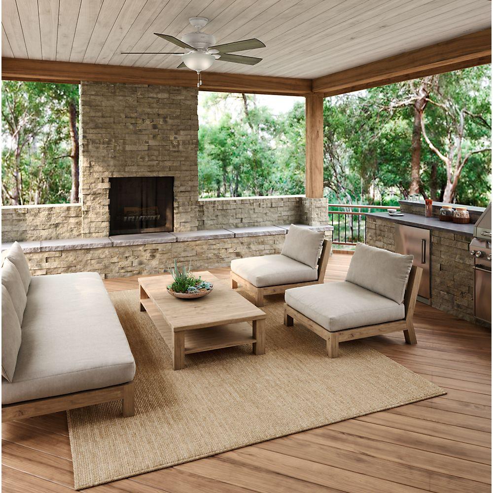 Hunter Matheston 52 In Indoor Outdoor Cottage White Ceiling Fan With Light Kit