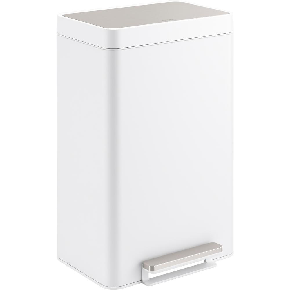 KOHLER Dual 5.5 Gal. Stainless and White Compartment Trash Can, Silver