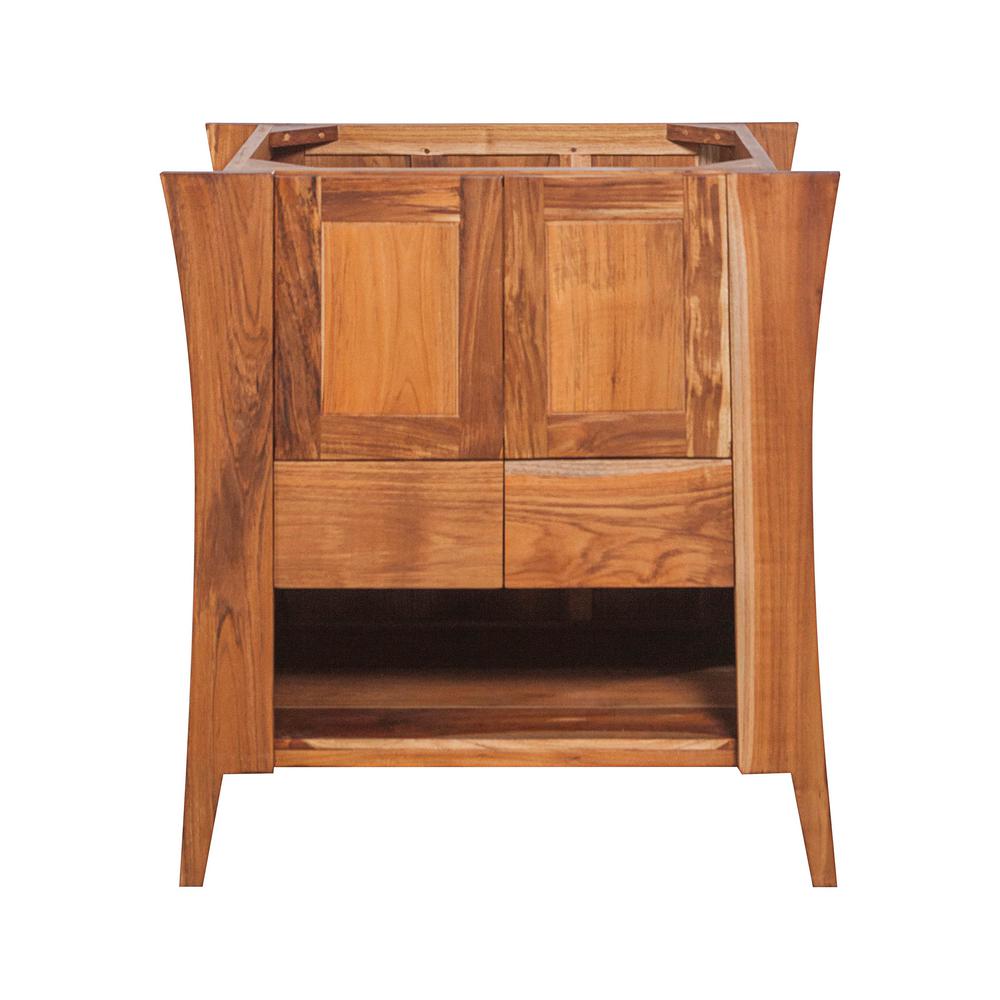 Ecodecors Curvature 30 In L Teak Vanity Cabinet Only Natural L Teak Vanity Cabinet Only In Natural