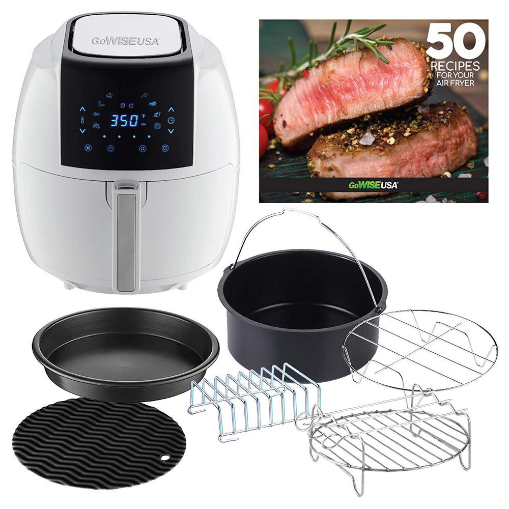 GoWISE USA 8in1 5.8 Qt. Black Electric Air Fryer with Recipe Book