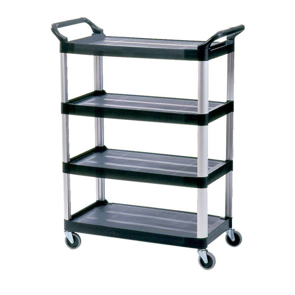 Rubbermaid Commercial Products Open Sided Xtra 4Shelf Cart in Black