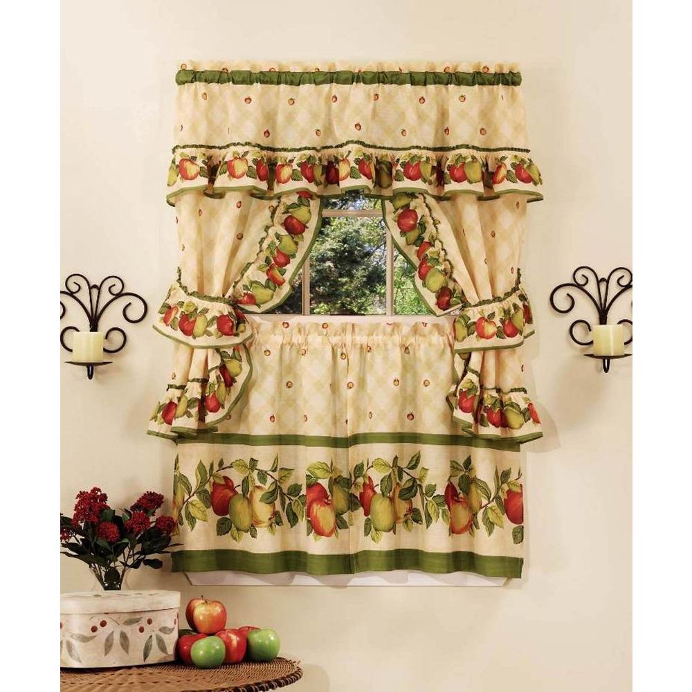 Curtains Pelmets 3pc Kitchen Curtains Tailored Cottage Set