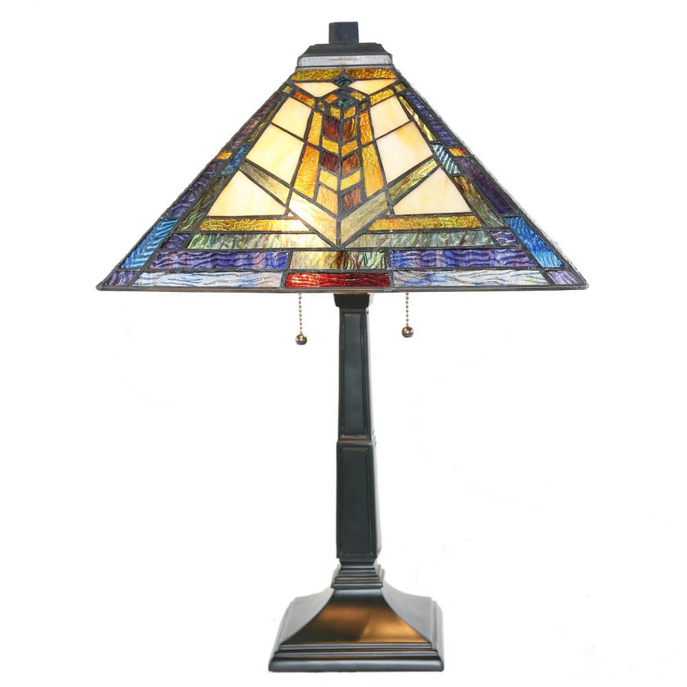 River Of Goods 23 In Multi Colored Table Lamp With Mission Style Multi Colored Table Lamp With Mission Style Stained Glass