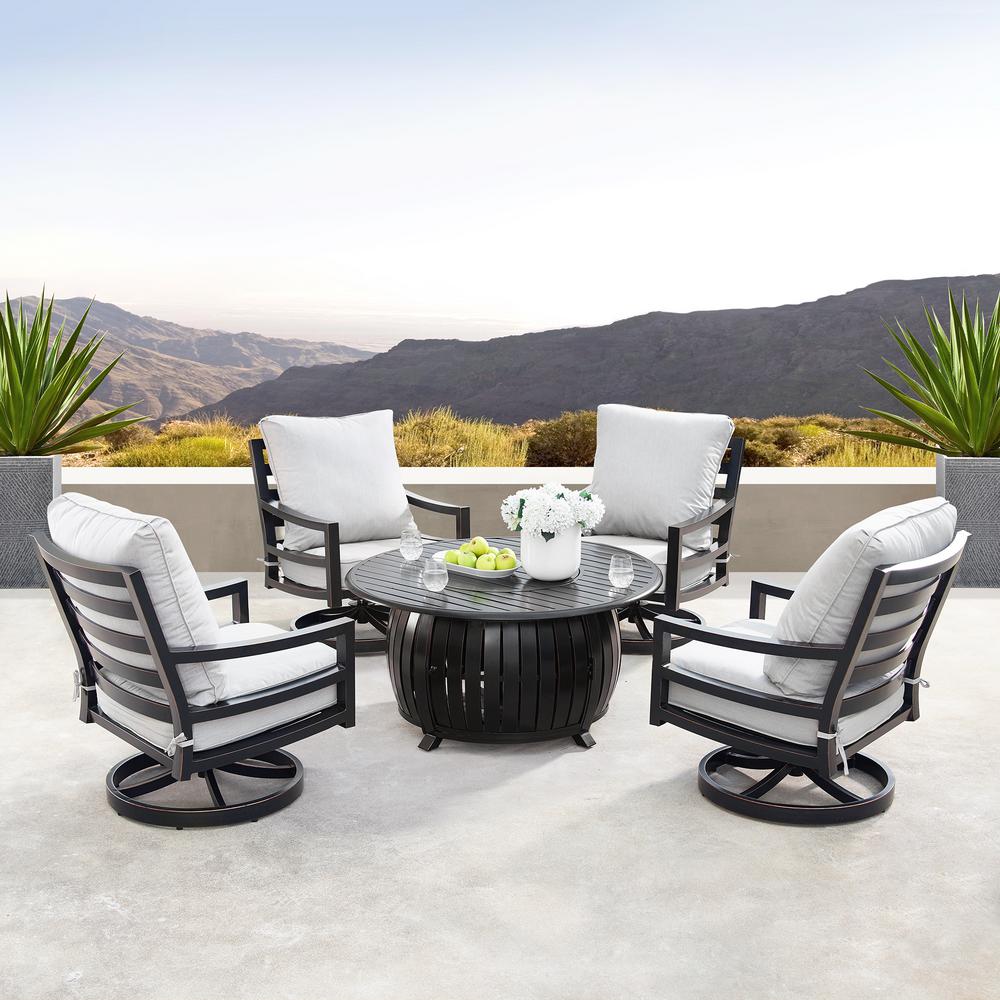 Oakland Living Hudson Luxurious Antique Copper 5 Piece Aluminum Patio Fire Pit Deep Seating Set With Light Grey Cushions Hdhudson Italy 5pc Ac The Home Depot