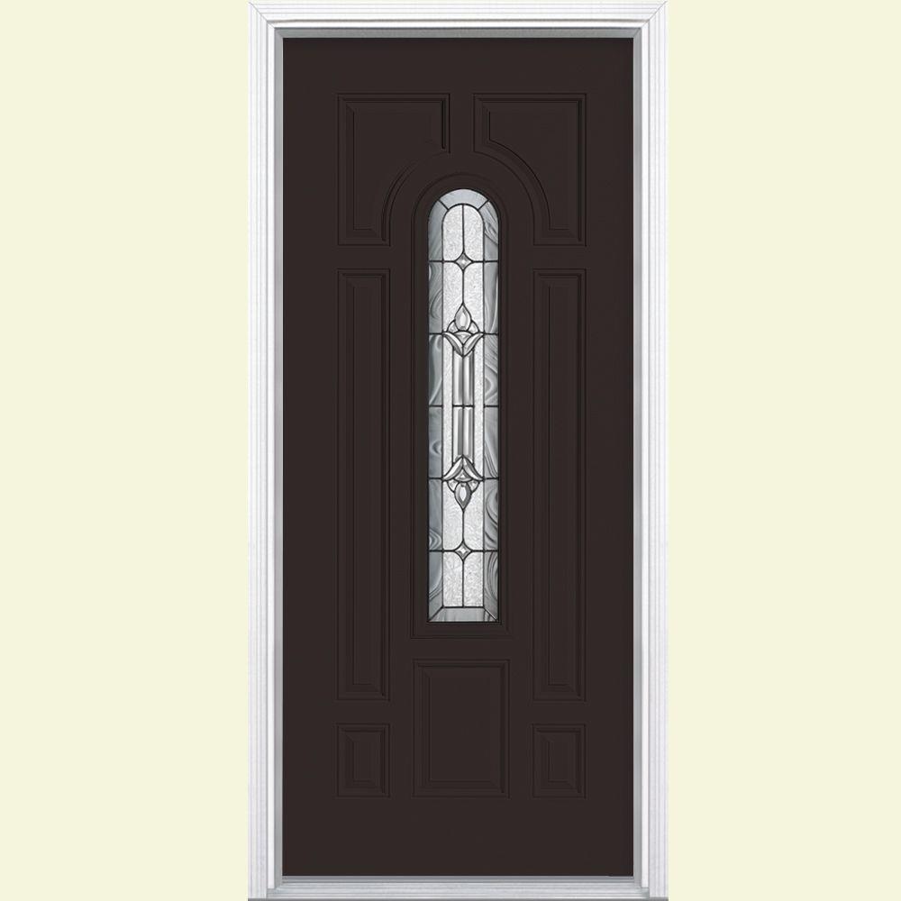 Masonite 36 In X 80 Providence Center Arch Willow Wood Right Providence Center Arch Willow Wood Right Hand Inswing Painted Steel Prehung Front Door With Brickmold