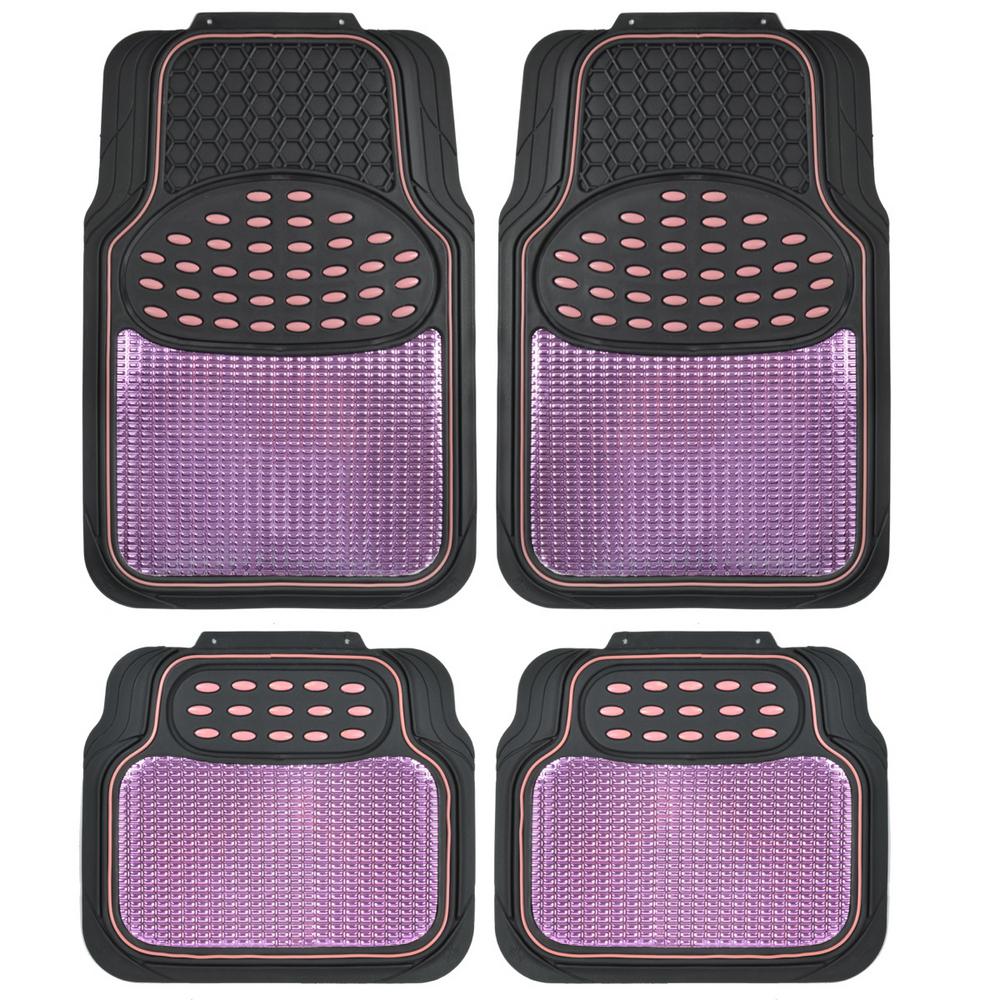 thumbnail image 2 of MSA Metallic Pink Heavy Duty Checker Plate Rubber Floor Mats – 4-Piece Universal Set 2 of 6