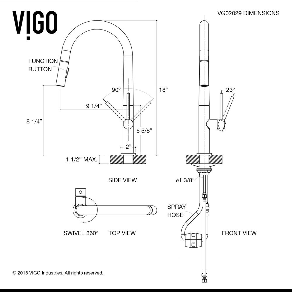 Vigo Greenwich Single Handle Pull Down Sprayer Kitchen Faucet In
