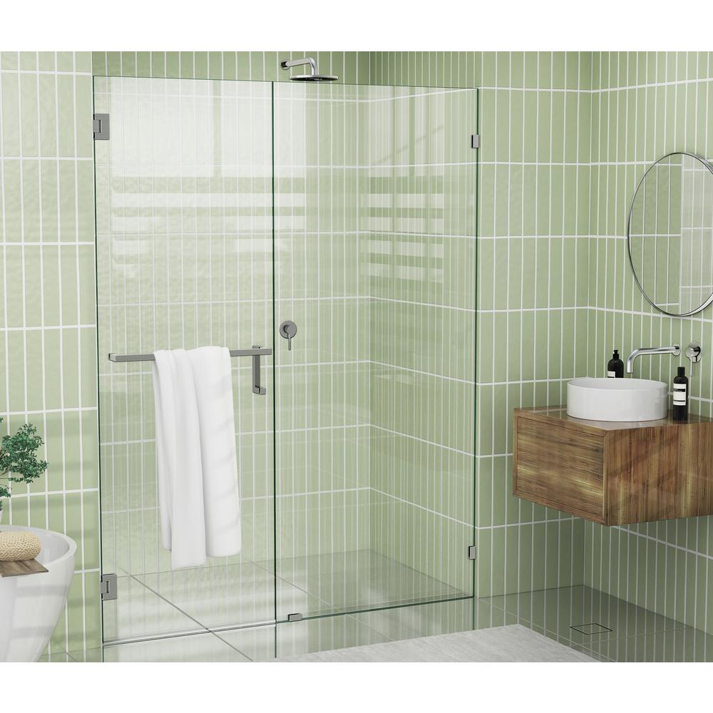 Glass Warehouse 58 25 In X 78 In Pivot Frameless Wall Hinged Towel Bar Shower Door Tbwh 58 25