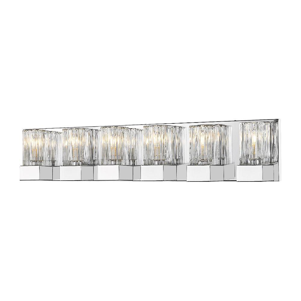 UPC 685659143133 product image for Filament Design 40 in. 6-Light Chrome Vanity Light with Clear Ribbed and Frosted | upcitemdb.com