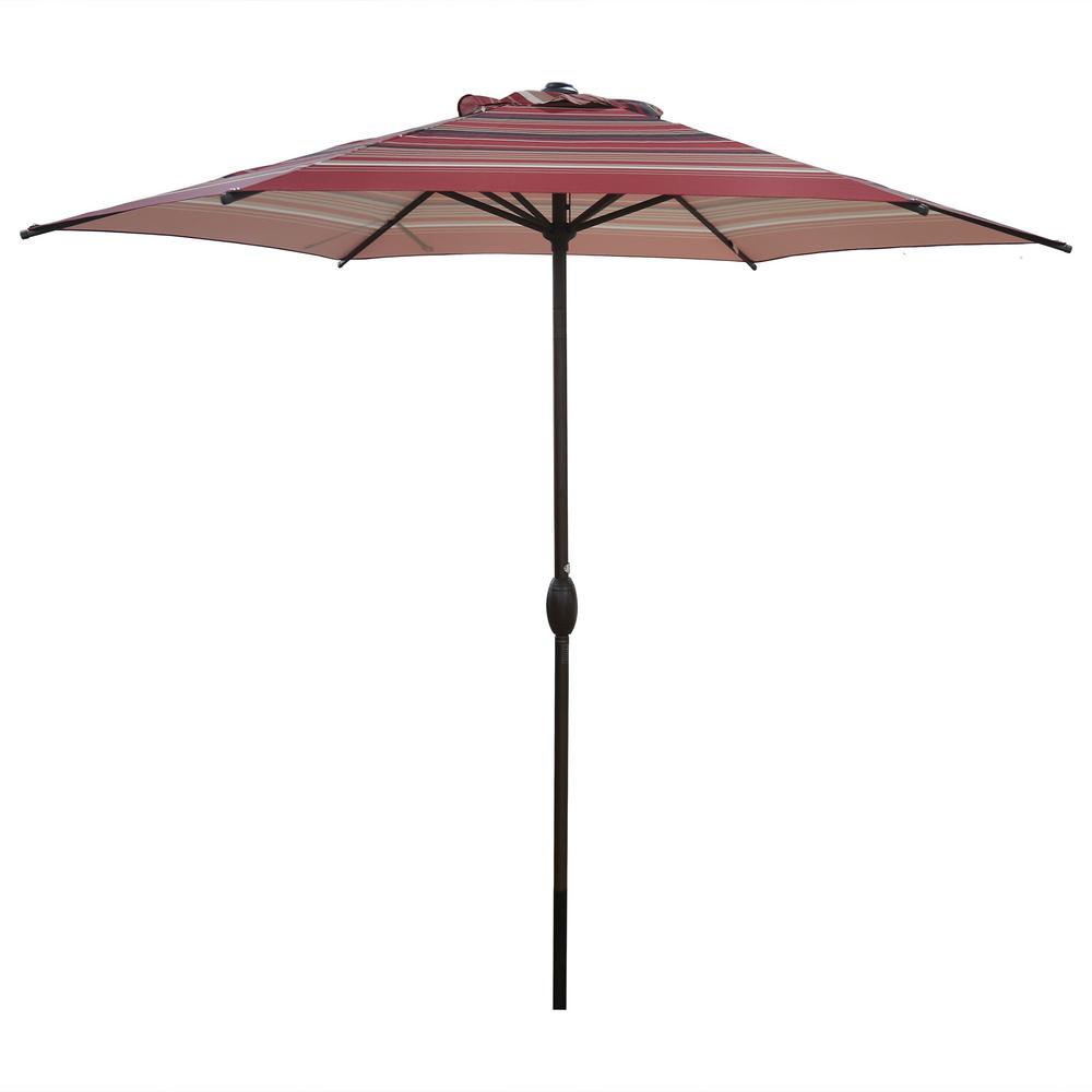 Abba Patio 9 Ft Market Outdoor Patio Umbrella With Push Button Tilt And Crank In Red Stripe Ap9386ctrs The Home Depot