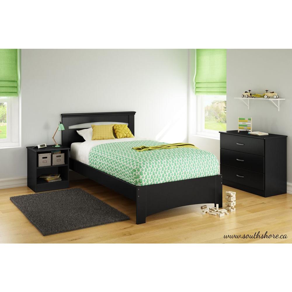 South S Libra Pure Black Twin Bed Frame 3870189 The Home Depot