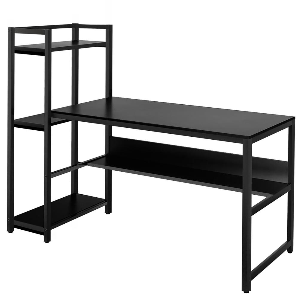 Costway 59 In Black Computer Desk With 4 Tier Storage Shelves Hw65966bk The Home Depot