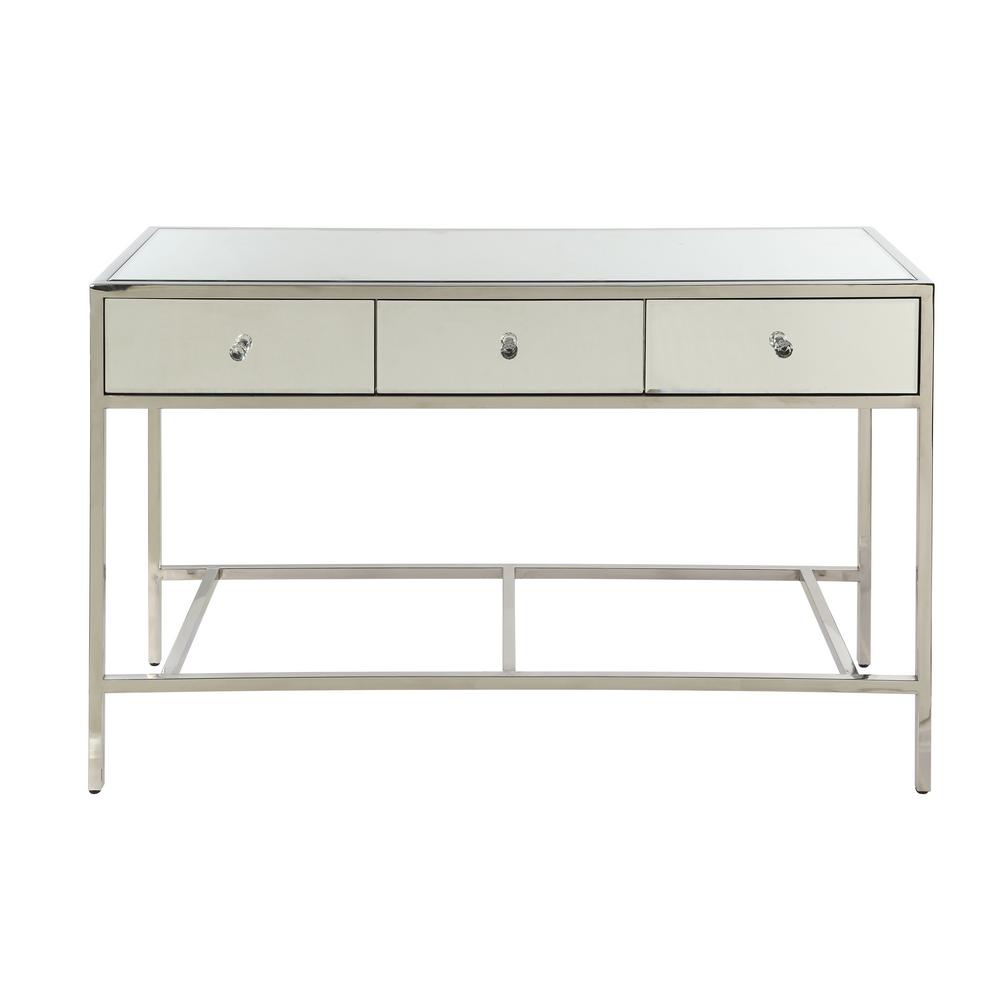 Acme Furniture Weigela Mirrored And Chrome Sofa Table 80558 The Acme Furniture Weigela Mirrored And Chrome Sofa Table
