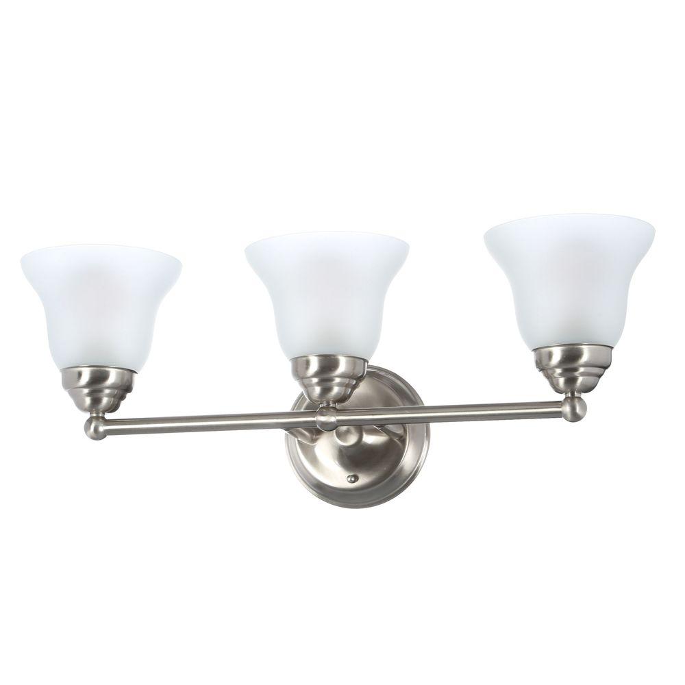 Hampton Bay Ashhurst 3 Light Brushed Nickel Vanity Light With