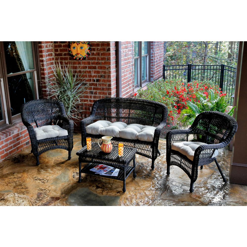 Tortuga Outdoor Portside Dark Roast 4 Piece Wicker Patio Seating Set Portside Dark Roast 4 Piece Wicker Patio Seating Set With Sand Cushions