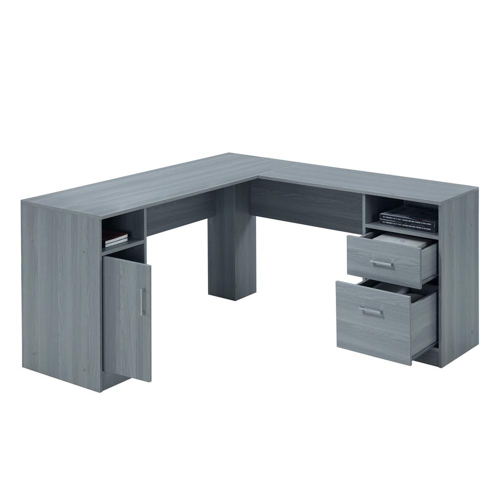 Techni Mobili 59 5 In Gray L Shaped 2 Drawer Computer Desk With